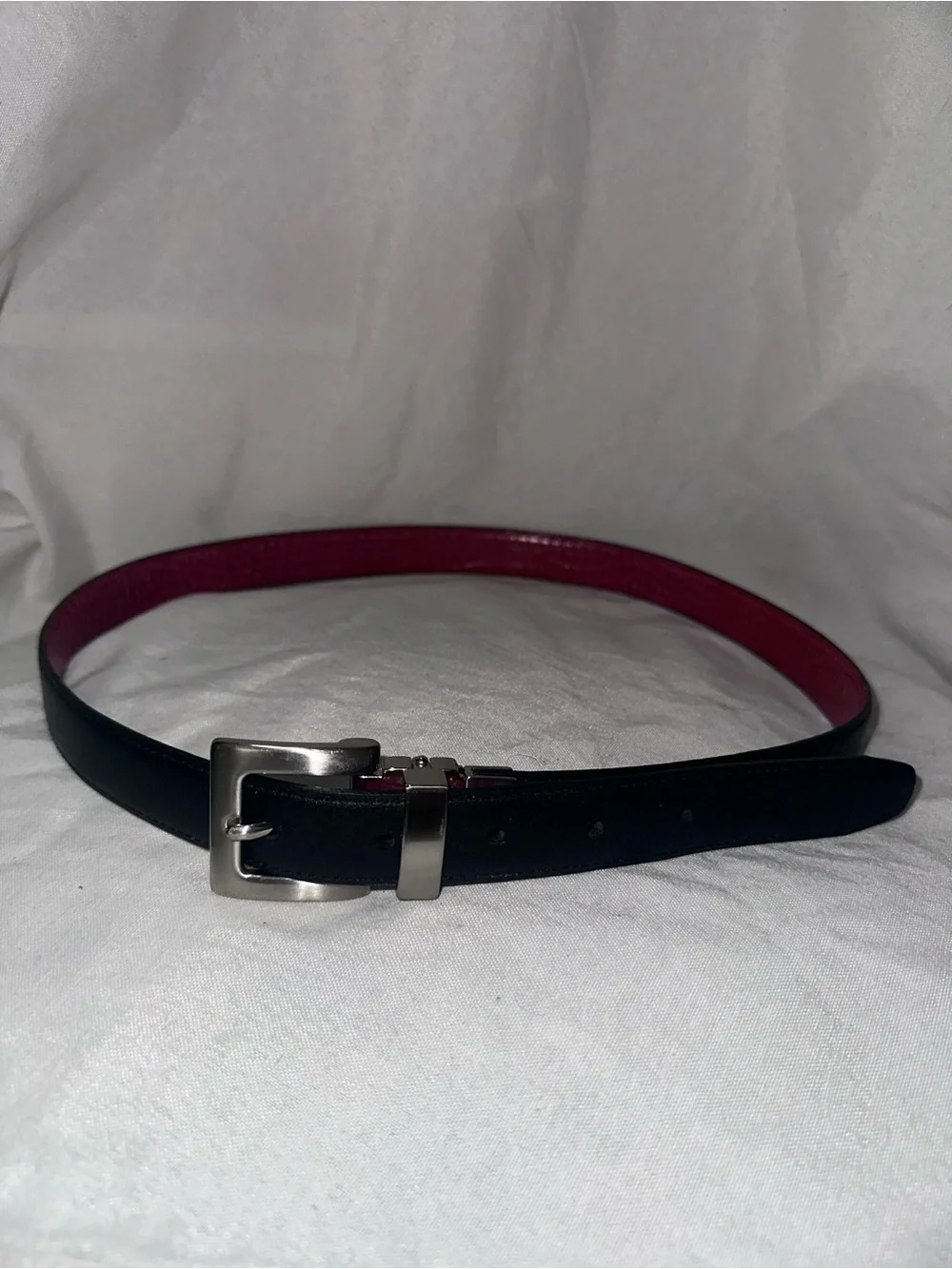 Magenta & Black Reversible Croc-Embossed Leather Belt - NWOT